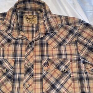 Wrangler Pearl Snap Long Sleeve Shirt Men's M Sawtooth Pocket Western Cowboy